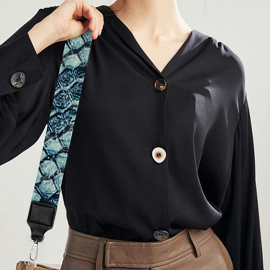 Steel Blue Snakeskin Print Bag Strap
