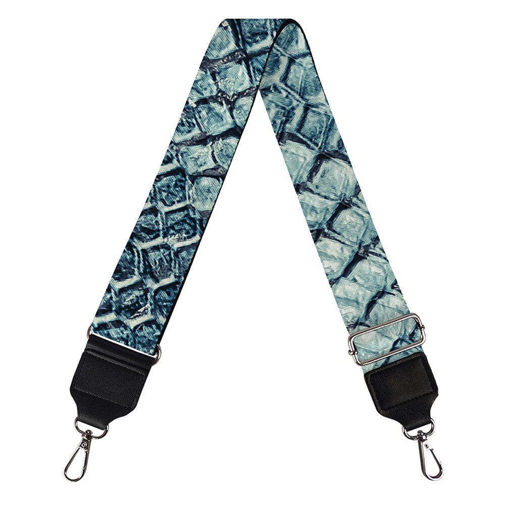 Steel Blue Snakeskin Print Bag Strap
