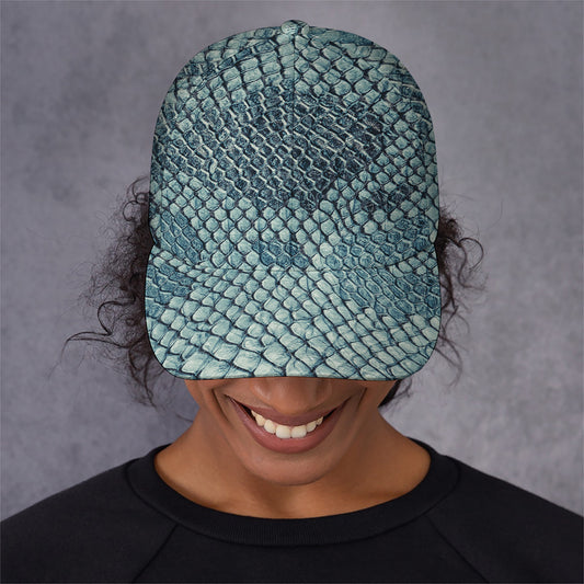 Steel Blue Snakeskin Print Baseball Cap