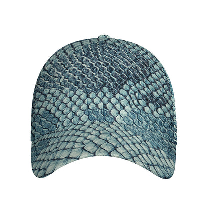 Steel Blue Snakeskin Print Baseball Cap