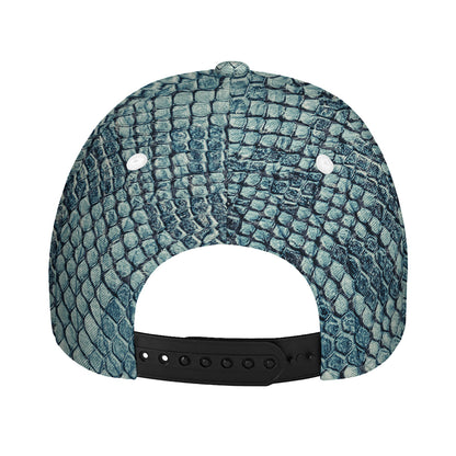 Steel Blue Snakeskin Print Baseball Cap
