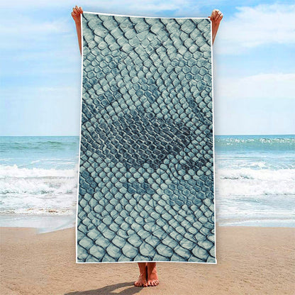 Steel Blue Snakeskin Print Beach Towel