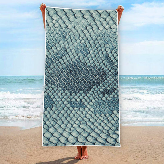 Steel Blue Snakeskin Print Beach Towel