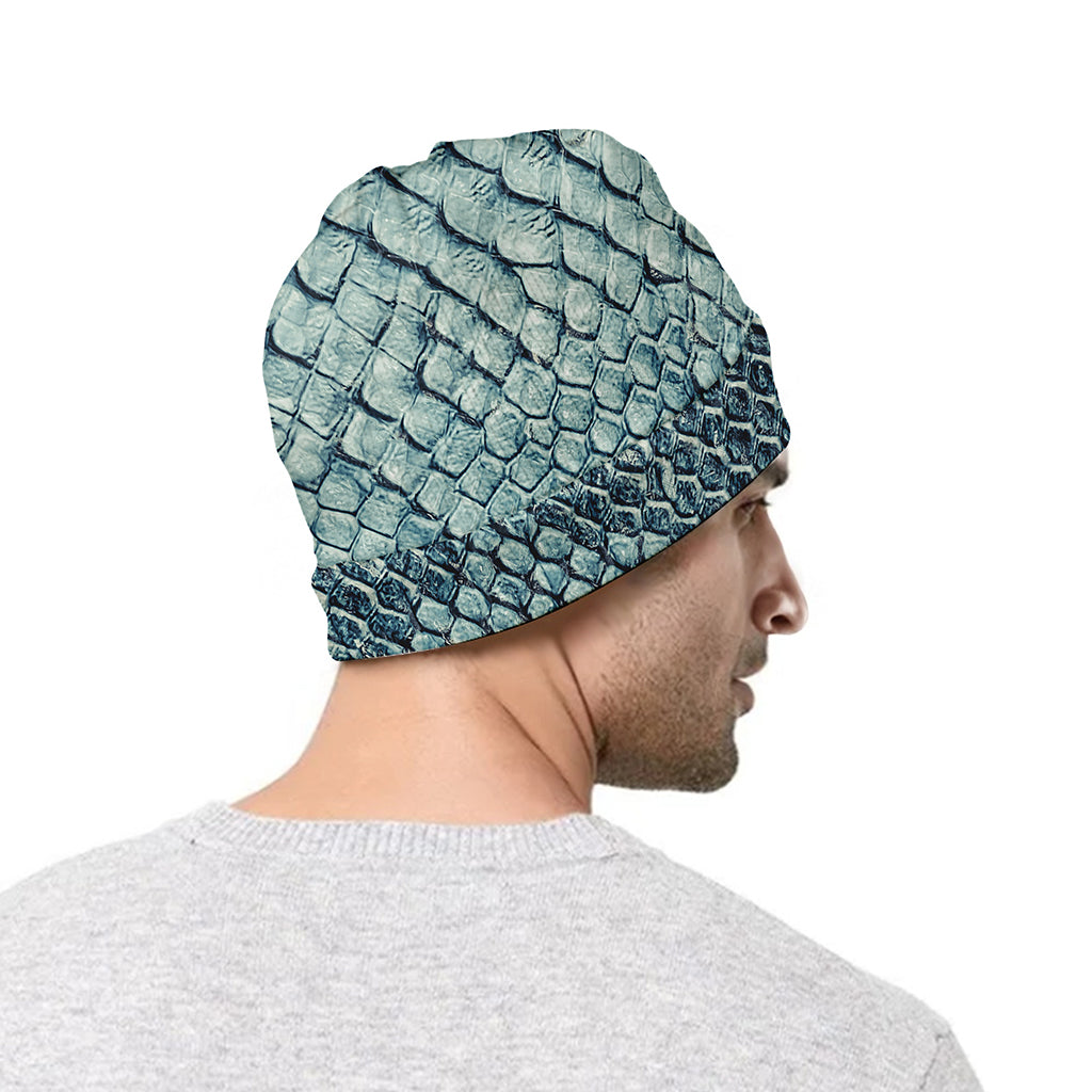 Steel Blue Snakeskin Print Beanie