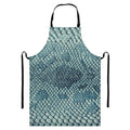 Steel Blue Snakeskin Print Bib Apron With Pocket