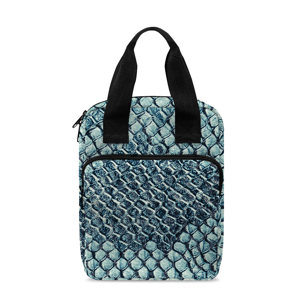 Steel Blue Snakeskin Print Bible Tote Bag