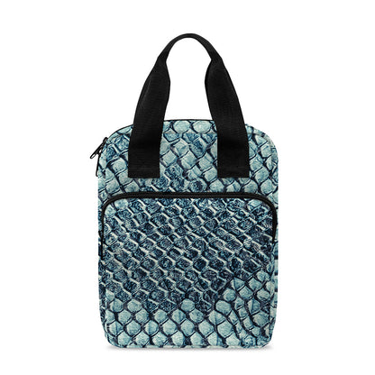 Steel Blue Snakeskin Print Bible Tote Bag