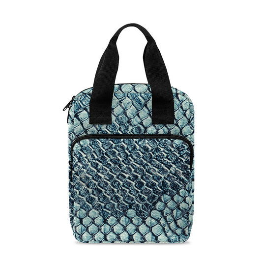 Steel Blue Snakeskin Print Bible Tote Bag