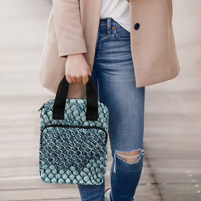 Steel Blue Snakeskin Print Bible Tote Bag