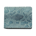 Steel Blue Snakeskin Print Bifold Wallet