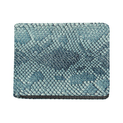 Steel Blue Snakeskin Print Bifold Wallet