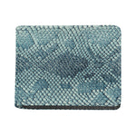 Steel Blue Snakeskin Print Bifold Wallet