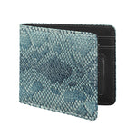 Steel Blue Snakeskin Print Bifold Wallet