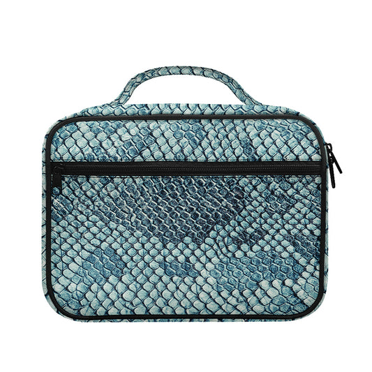 Steel Blue Snakeskin Print Briefcase Bible Bag