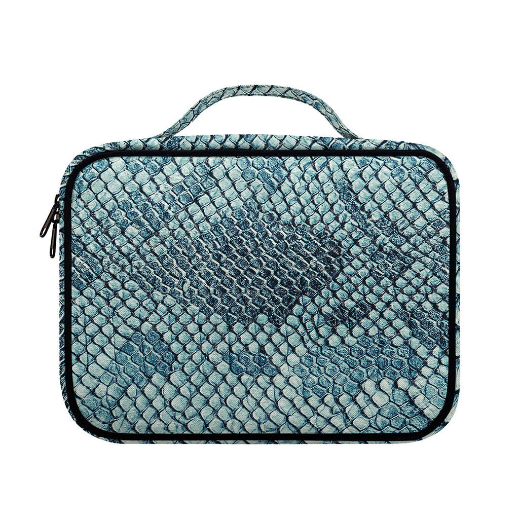 Steel Blue Snakeskin Print Briefcase Bible Bag