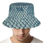 Steel Blue Snakeskin Print Bucket Hat