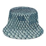 Steel Blue Snakeskin Print Bucket Hat