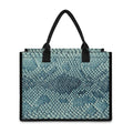 Steel Blue Snakeskin Print Canvas Tote Bag