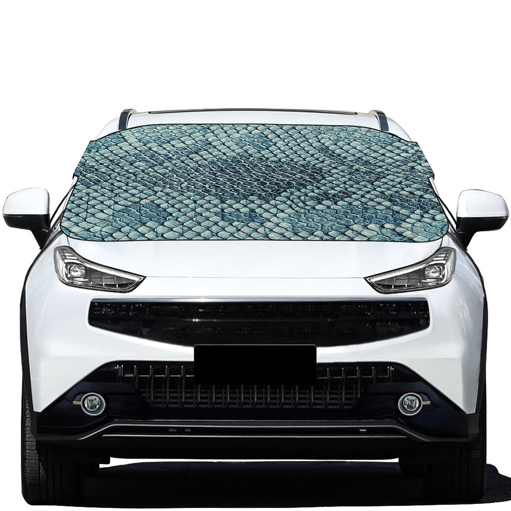 Steel Blue Snakeskin Print Car Windshield Snow Cover