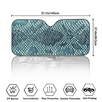 Steel Blue Snakeskin Print Car Windshield Sun Shade