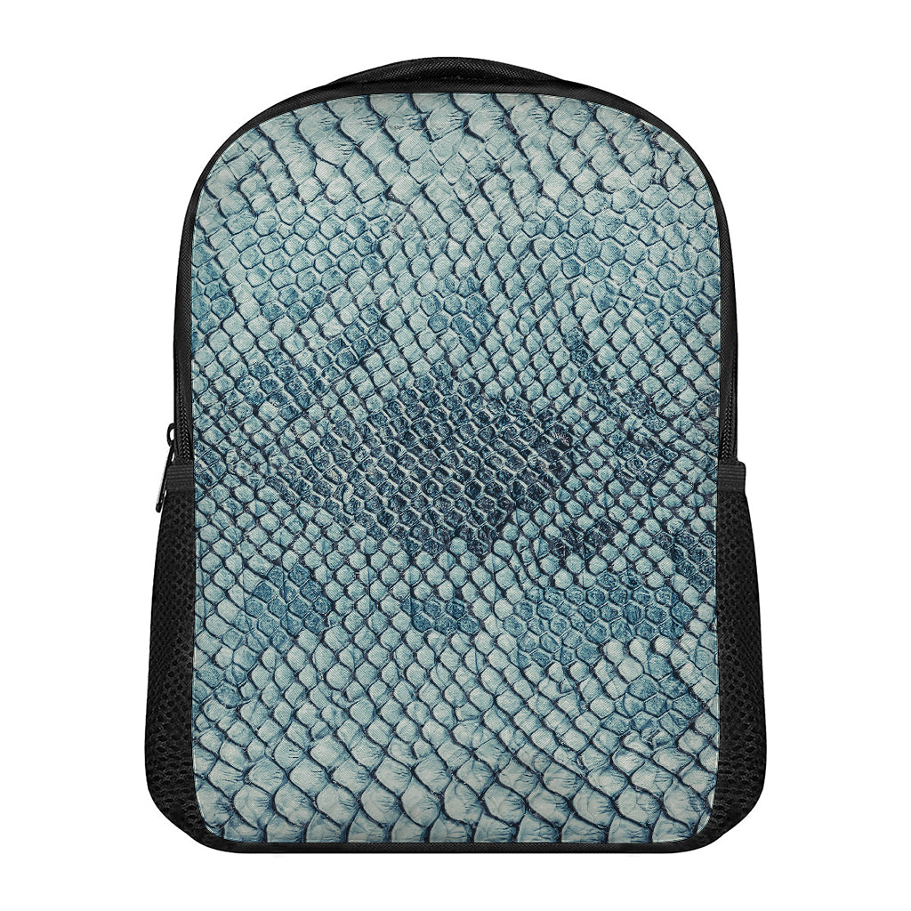 Steel Blue Snakeskin Print Casual Backpack