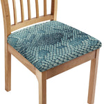 Steel Blue Snakeskin Print Chair Cushion Cover