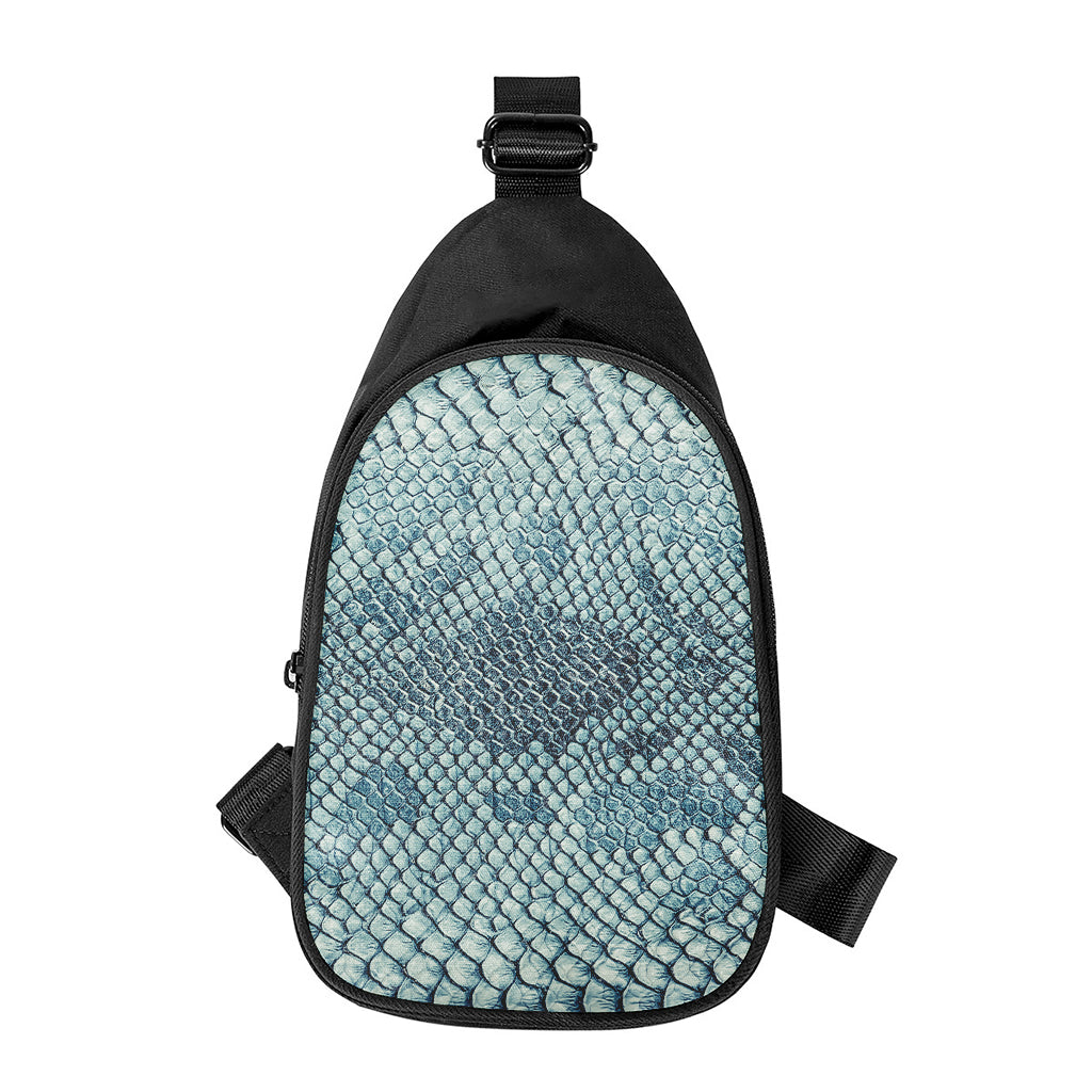 Steel Blue Snakeskin Print Chest Bag