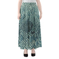 Steel Blue Snakeskin Print Chiffon Maxi Skirt
