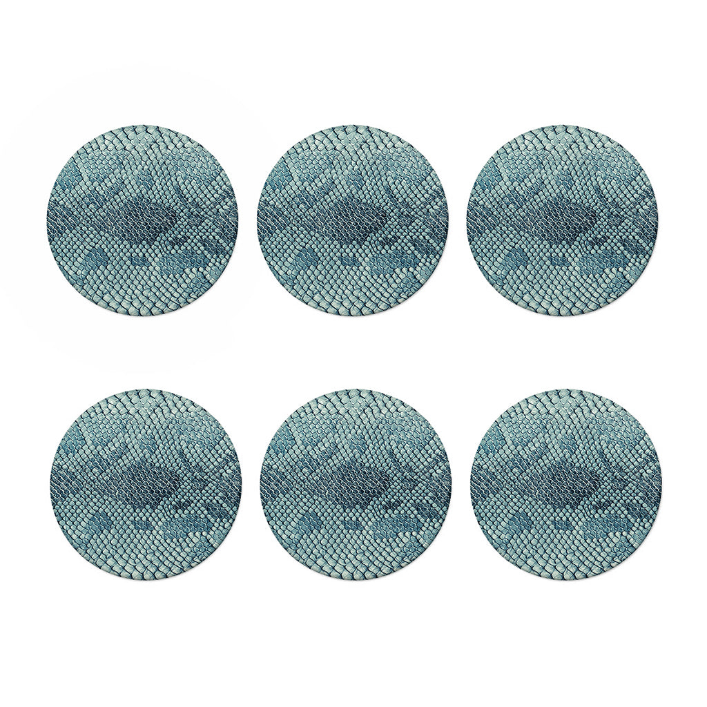 Steel Blue Snakeskin Print Coaster Set