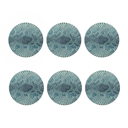 Steel Blue Snakeskin Print Coaster Set