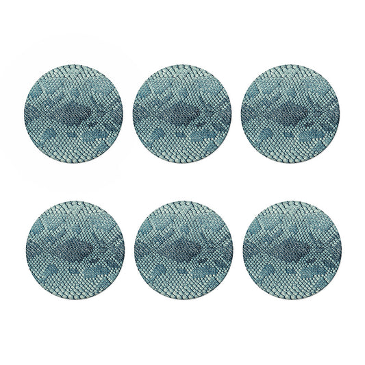 Steel Blue Snakeskin Print Coaster Set