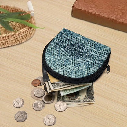 Steel Blue Snakeskin Print Coin Purse