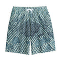 Steel Blue Snakeskin Print Cotton Shorts