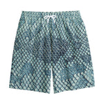 Steel Blue Snakeskin Print Cotton Shorts