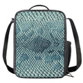 Steel Blue Snakeskin Print Crossbody Lunch Bag