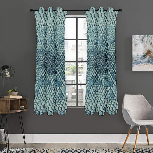 Steel Blue Snakeskin Print Curtain