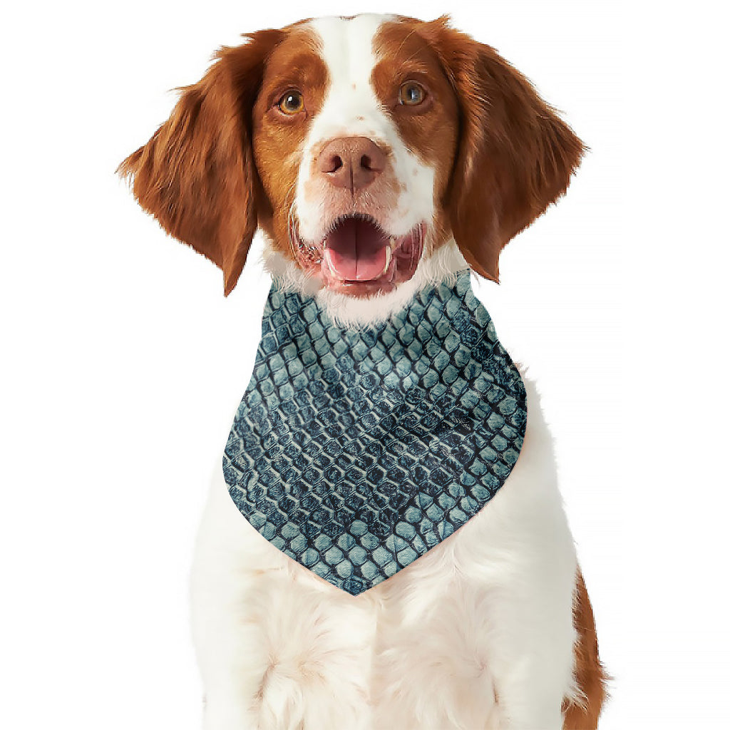 Steel Blue Snakeskin Print Dog Bandana