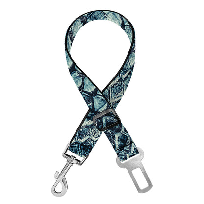 Steel Blue Snakeskin Print Dog Seat Belt