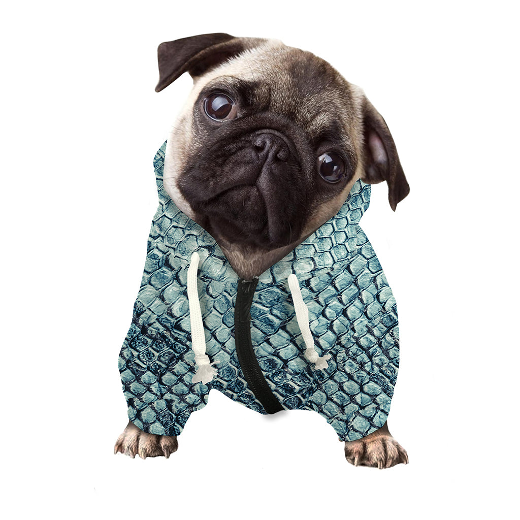 Steel Blue Snakeskin Print Dog Zip Up Hoodie