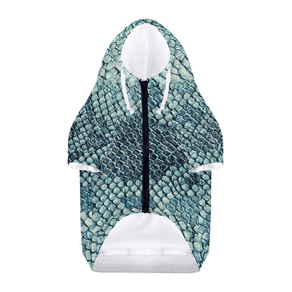 Steel Blue Snakeskin Print Dog Zip Up Hoodie