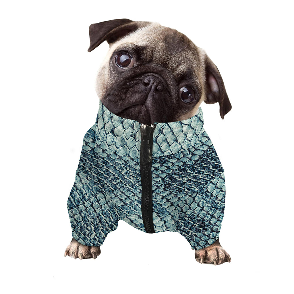 Steel Blue Snakeskin Print Dog Zip Up Jacket