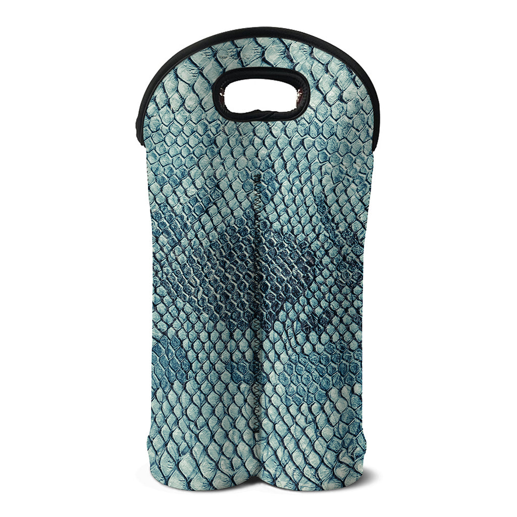 Steel Blue Snakeskin Print Double Neoprene Wine Tote