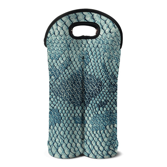 Steel Blue Snakeskin Print Double Neoprene Wine Tote