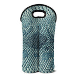Steel Blue Snakeskin Print Double Neoprene Wine Tote