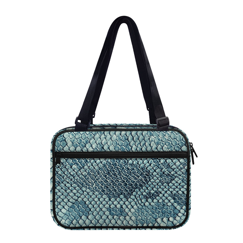 Steel Blue Snakeskin Print Double Strap Bible Bag