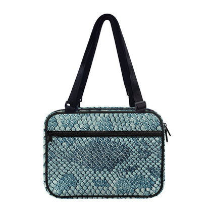 Steel Blue Snakeskin Print Double Strap Bible Bag