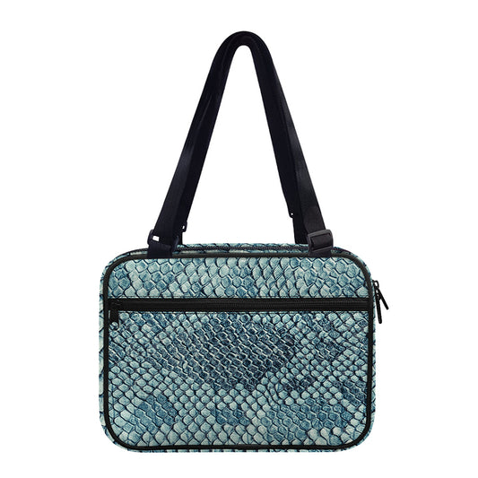 Steel Blue Snakeskin Print Double Strap Bible Bag