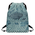 Steel Blue Snakeskin Print Drawstring Backpack
