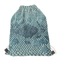 Steel Blue Snakeskin Print Drawstring Bag
