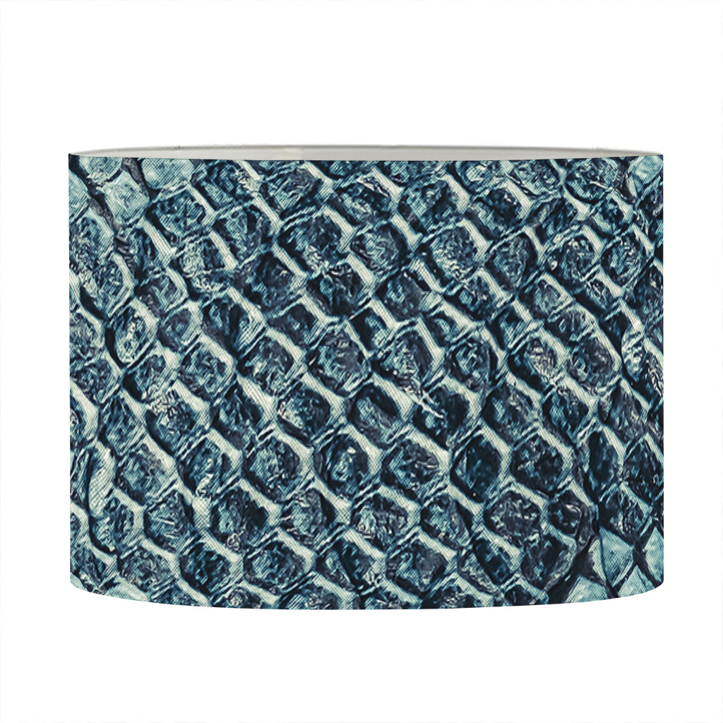 Steel Blue Snakeskin Print Drum Lamp Shade